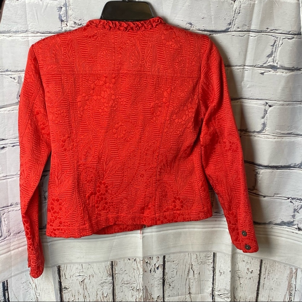 Ruby Rd. Red Raised Designs ZIP Ruffle Blazer 4P - Picture 9 of 9